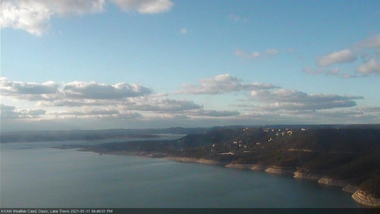 Lake Travis webcam, January 11, 2021 4:45 PM CT