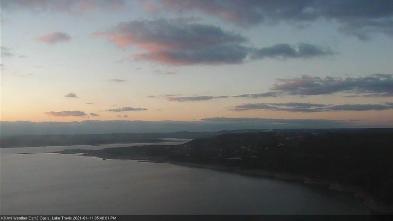 Lake Travis webcam, January 11, 2021 5:45 PM CT