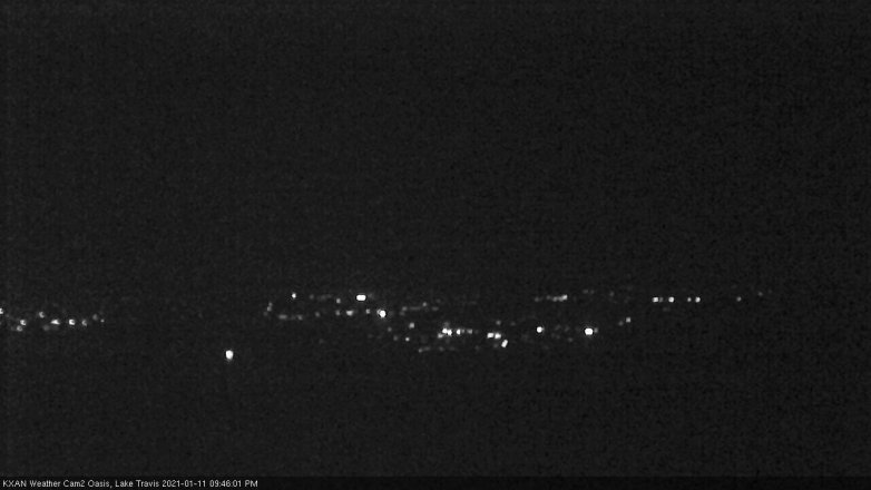 Lake Travis webcam, January 11, 2021 9:45 PM CT