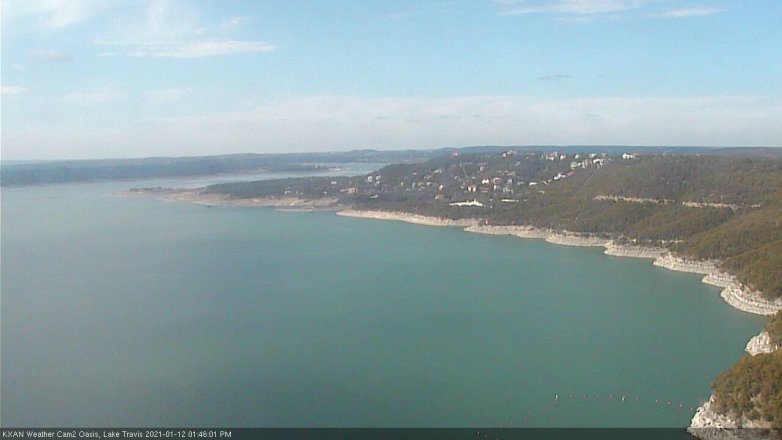 Lake Travis webcam, January 12, 2021 1:45 PM CT