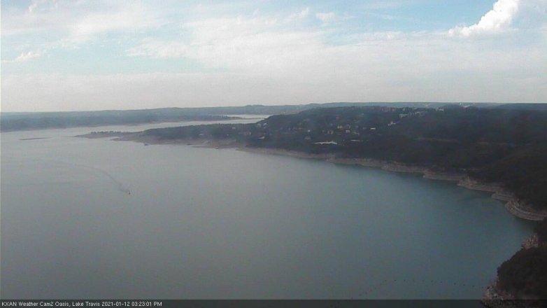 Lake Travis webcam, January 12, 2021 3:25 PM CT