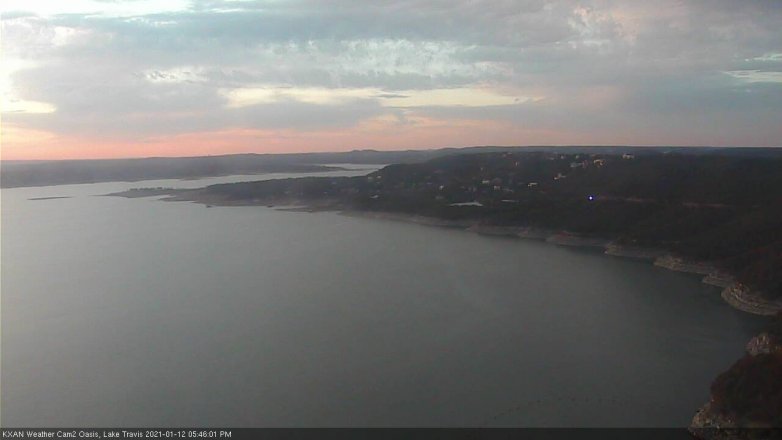 Lake Travis webcam, January 12, 2021 5:45 PM CT