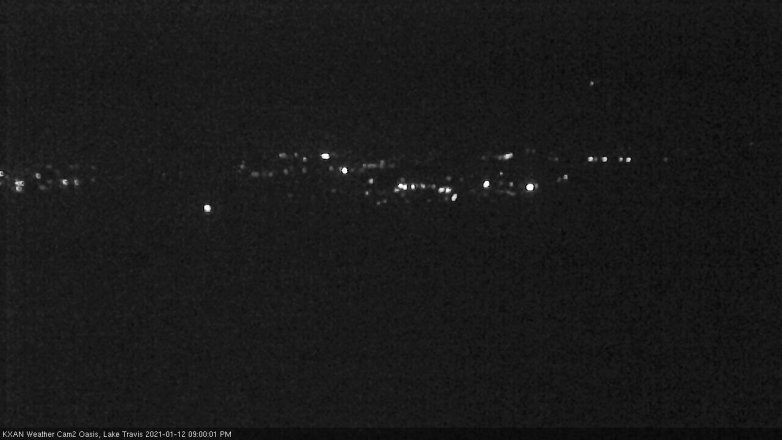 Lake Travis webcam, January 12, 2021 9:00 PM CT
