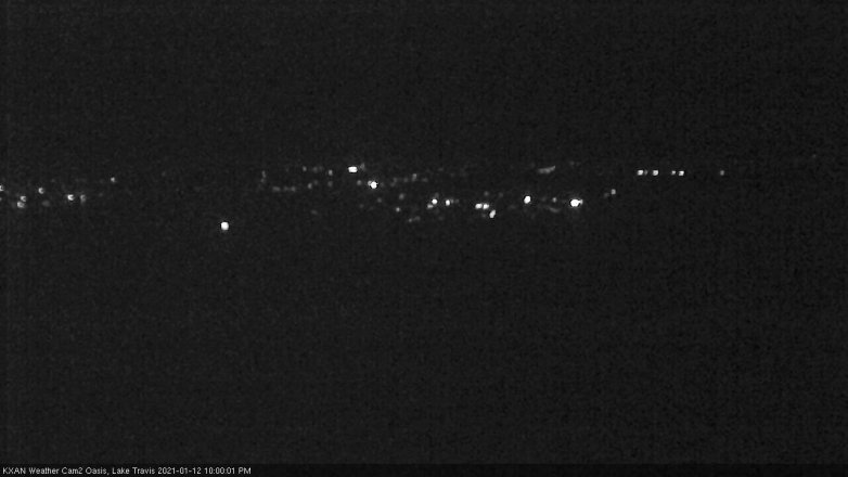 Lake Travis webcam, January 12, 2021 10:00 PM CT
