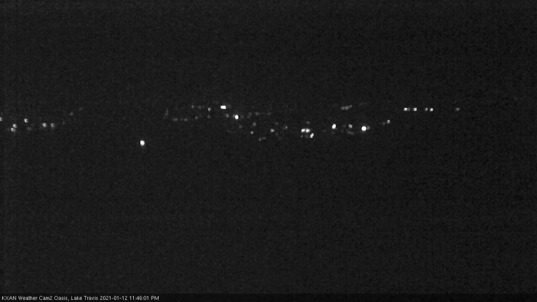 Lake Travis webcam, January 12, 2021 11:45 PM CT