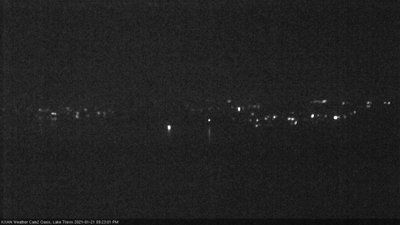 Lake Travis webcam, January 21, 2021 9:25 PM CT
