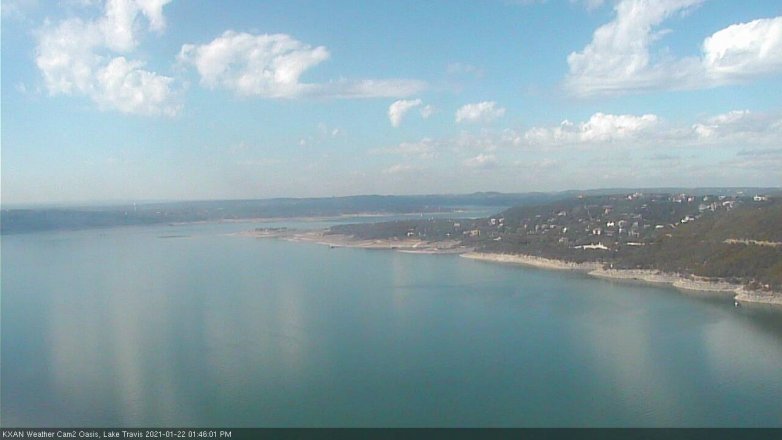Lake Travis webcam, January 22, 2021 1:45 PM CT