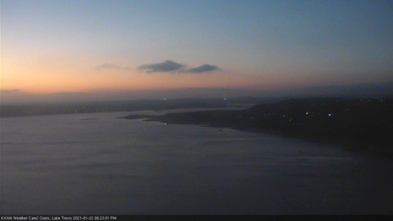 Lake Travis webcam, January 22, 2021 6:25 PM CT