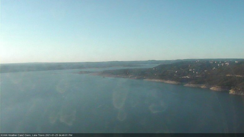 Lake Travis webcam, January 25, 2021 4:45 PM CT