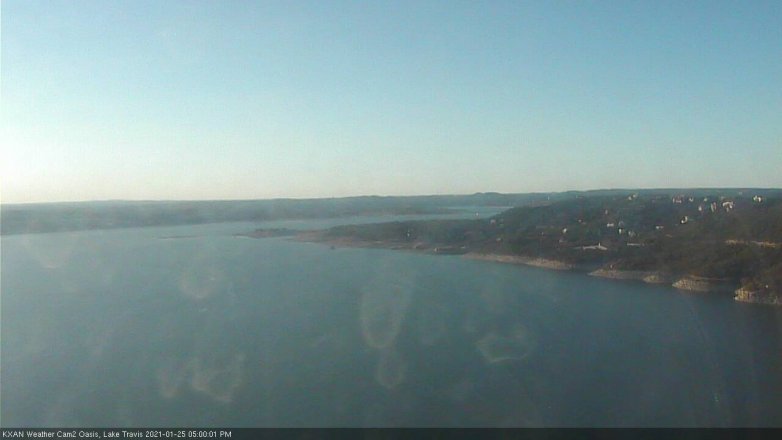 Lake Travis webcam, January 25, 2021 5:00 PM CT