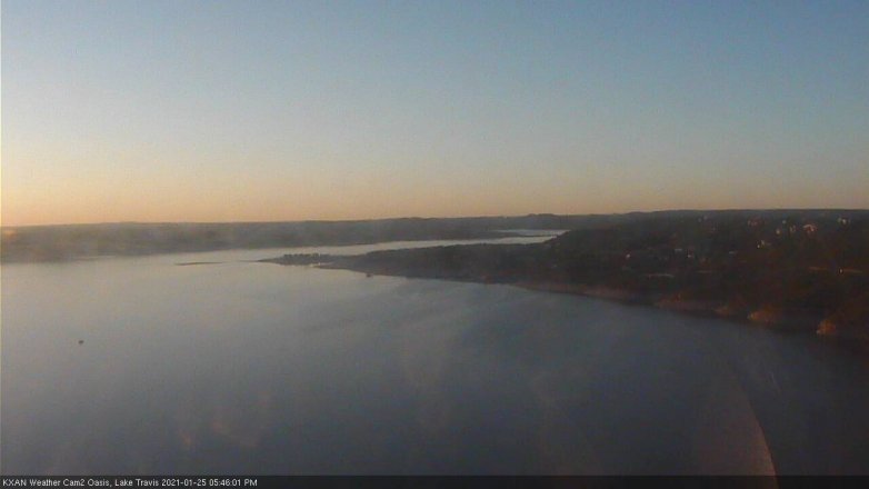 Lake Travis webcam, January 25, 2021 5:45 PM CT