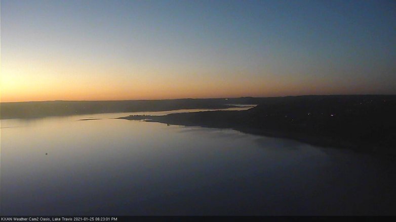 Lake Travis webcam, January 25, 2021 6:25 PM CT