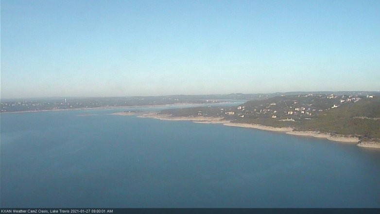 Lake Travis webcam, January 27, 2021 9:00 AM CT