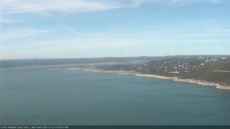Lake Travis webcam, January 27, 2021 1:00 PM CT