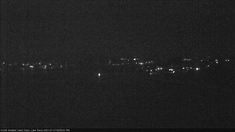 Lake Travis webcam, January 27, 2021 9:00 PM CT