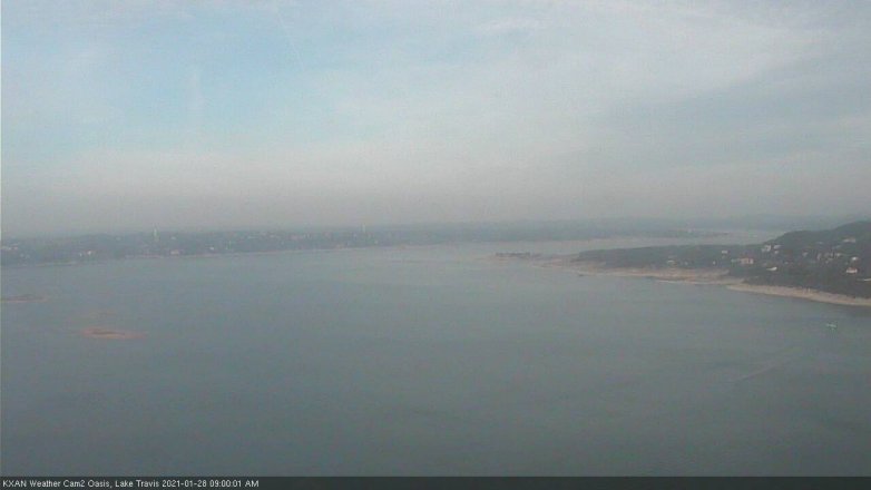 Lake Travis webcam, January 28, 2021 9:00 AM CT