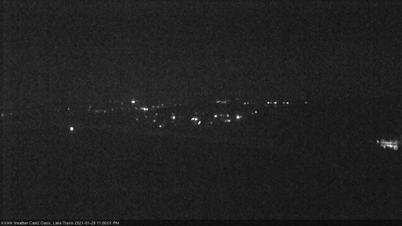 Lake Travis webcam, January 28, 2021 11:00 PM CT