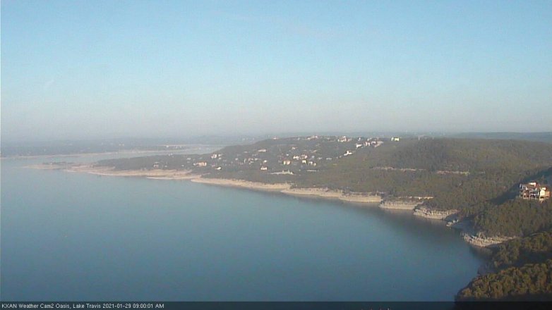 Lake Travis webcam, January 29, 2021 9:00 AM CT