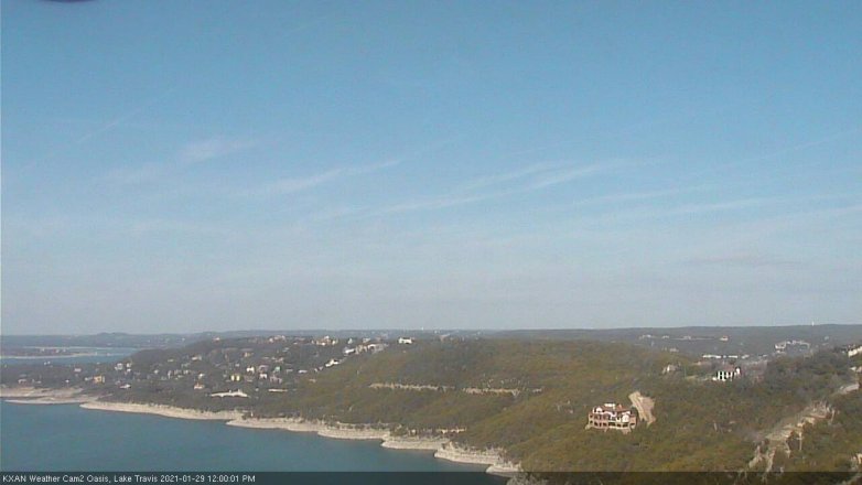 Lake Travis webcam, January 29, 2021 12:00 PM CT