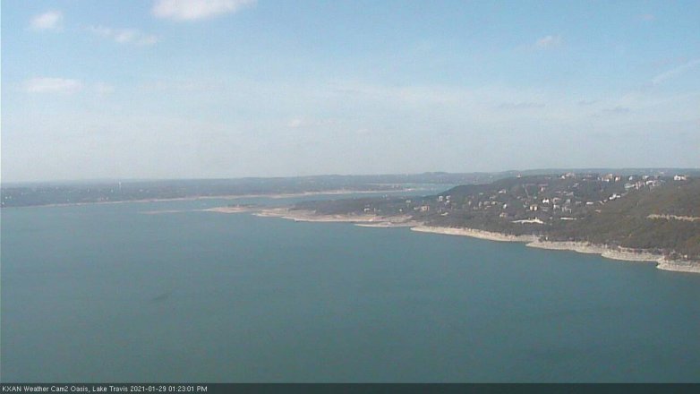 Lake Travis webcam, January 29, 2021 1:25 PM CT