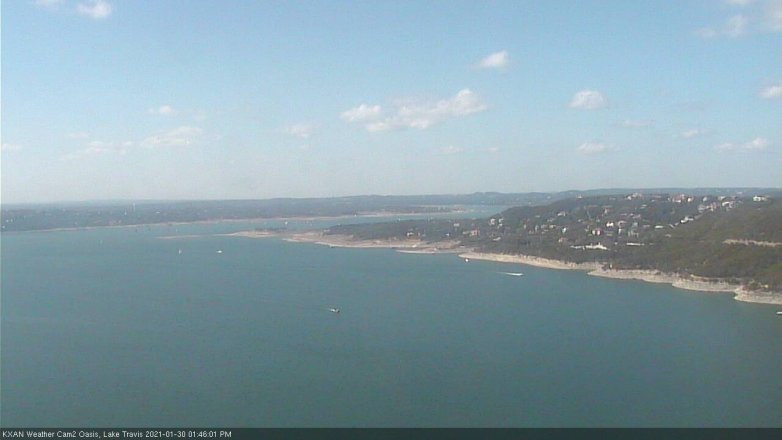 Lake Travis webcam, January 30, 2021 1:45 PM CT