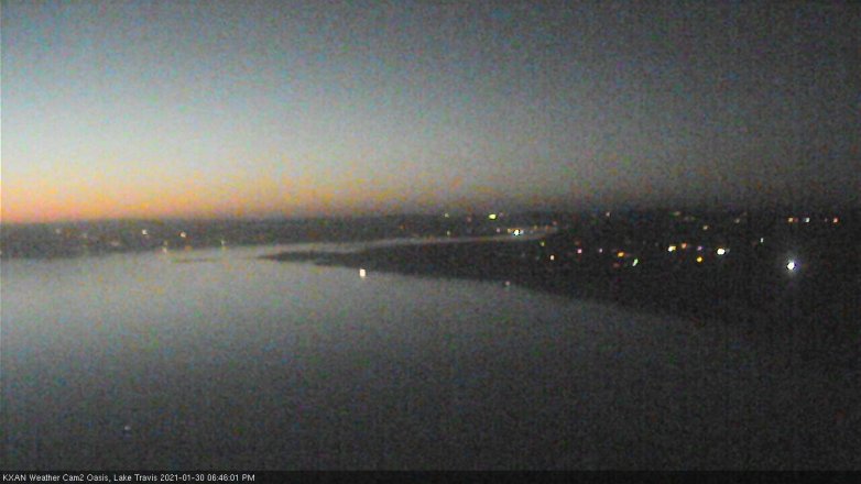 Lake Travis webcam, January 30, 2021 6:45 PM CT