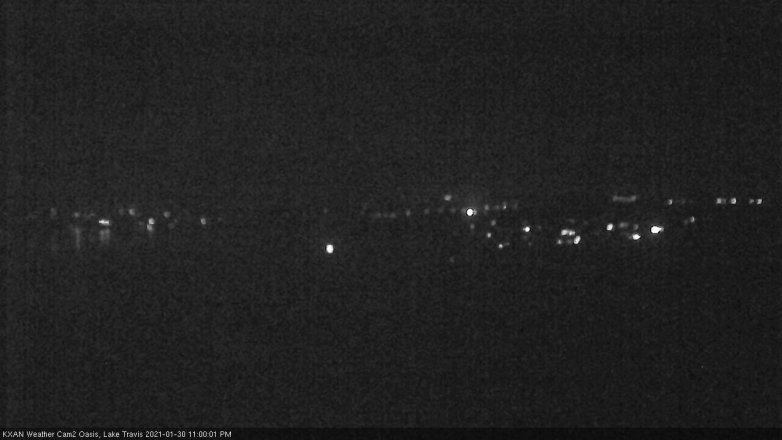 Lake Travis webcam, January 30, 2021 11:00 PM CT