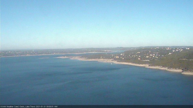 Lake Travis webcam, January 31, 2021 9:00 AM CT