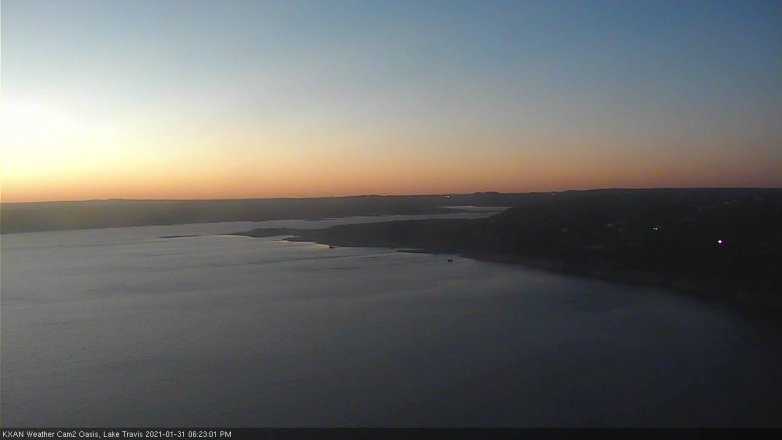 Lake Travis webcam, January 31, 2021 6:25 PM CT