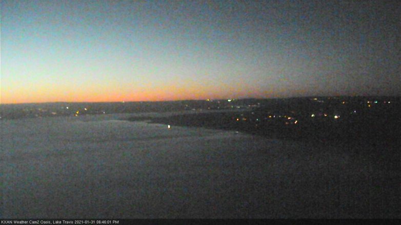 Lake Travis webcam, January 31, 2021 6:45 PM CT