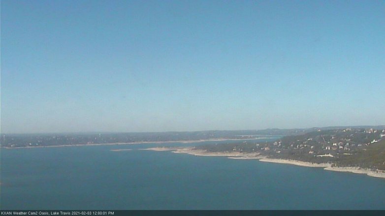 Lake Travis webcam, February 3, 2021 12:00 PM CT