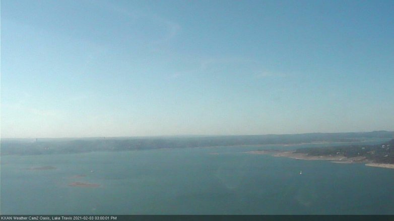 Lake Travis webcam, February 3, 2021 3:00 PM CT