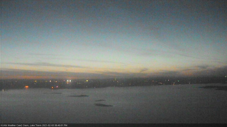 Lake Travis webcam, February 3, 2021 6:45 PM CT