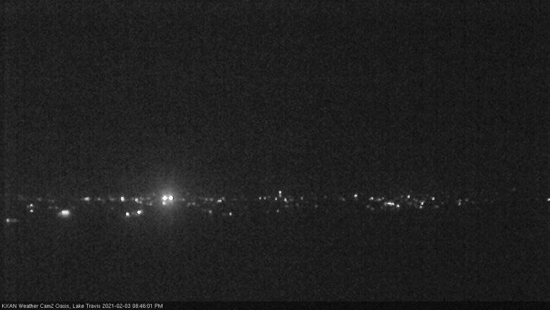 Lake Travis webcam, February 3, 2021 8:45 PM CT
