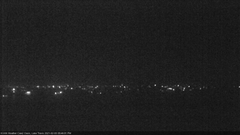 Lake Travis webcam, February 3, 2021 9:45 PM CT