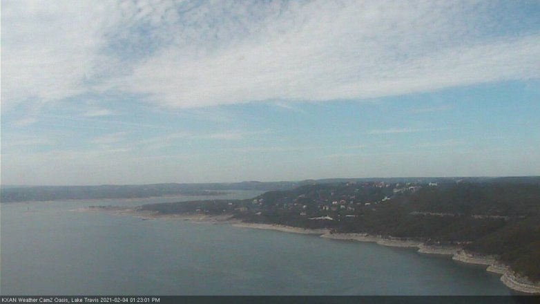 Lake Travis webcam, February 4, 2021 1:25 PM CT