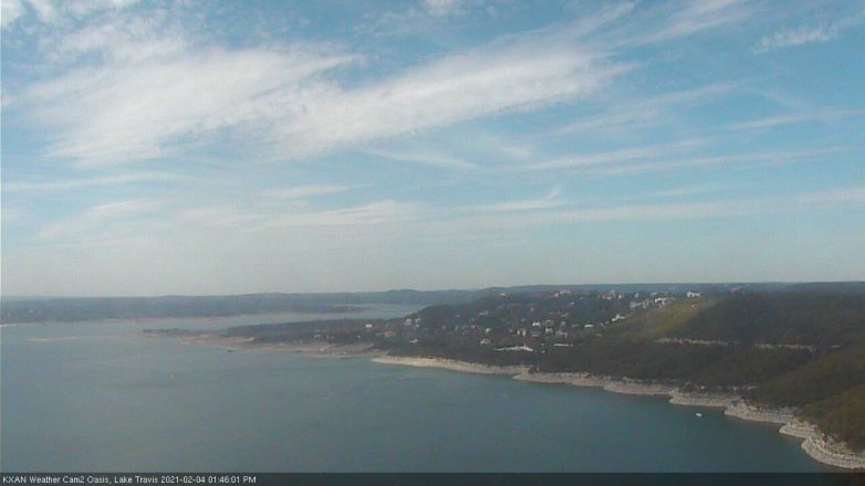Lake Travis webcam, February 4, 2021 1:45 PM CT