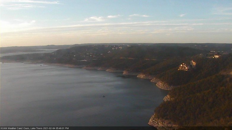 Lake Travis webcam, February 4, 2021 5:45 PM CT