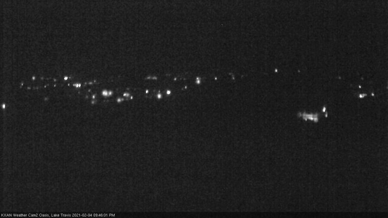 Lake Travis webcam, February 4, 2021 9:45 PM CT
