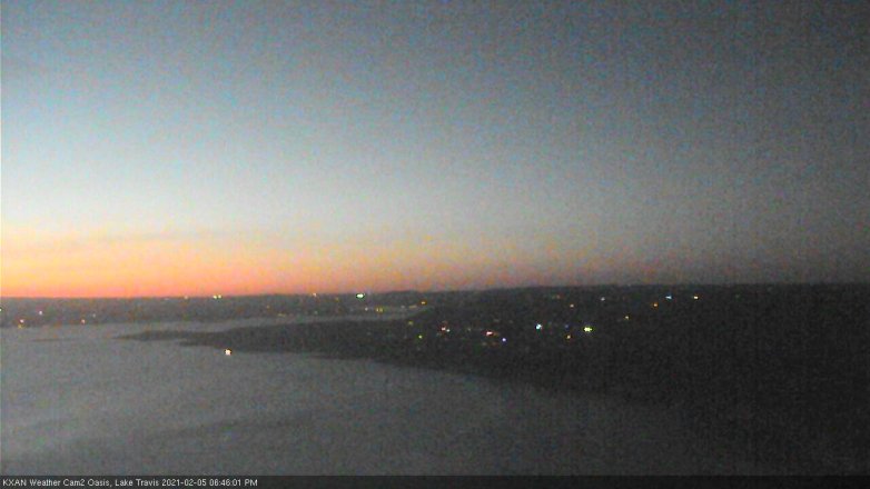 Lake Travis webcam, February 5, 2021 6:45 PM CT