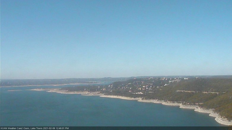 Lake Travis webcam, February 6, 2021 12:45 PM CT
