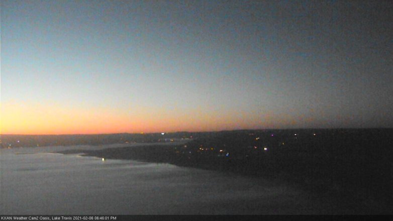 Lake Travis webcam, February 6, 2021 6:45 PM CT