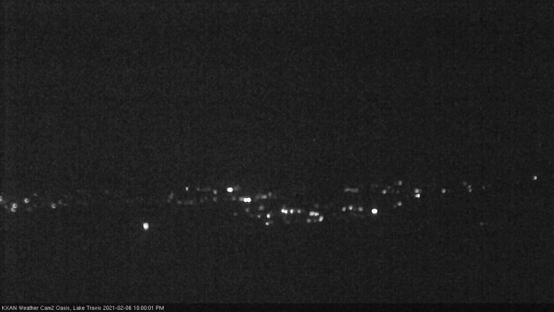 Lake Travis webcam, February 6, 2021 10:00 PM CT