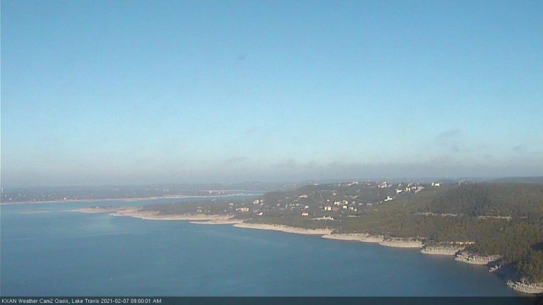 Lake Travis webcam, February 7, 2021 9:00 AM CT