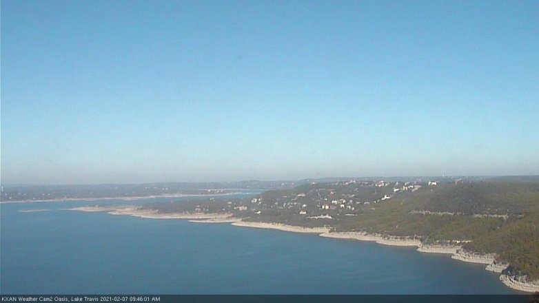 Lake Travis webcam, February 7, 2021 9:45 AM CT
