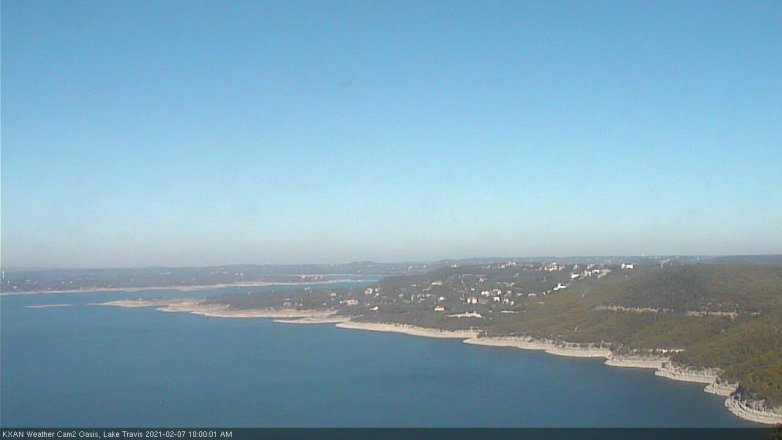 Lake Travis webcam, February 7, 2021 10:00 AM CT