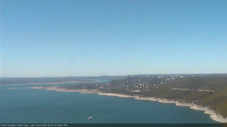 Lake Travis webcam, February 7, 2021 1:45 PM CT