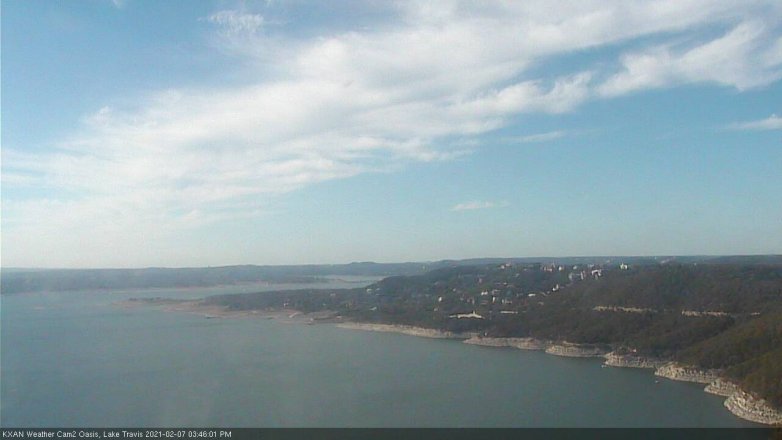 Lake Travis webcam, February 7, 2021 3:45 PM CT