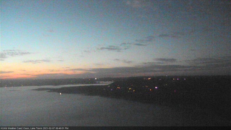 Lake Travis webcam, February 7, 2021 6:45 PM CT