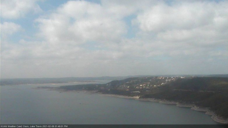 Lake Travis webcam, February 8, 2021 1:45 PM CT